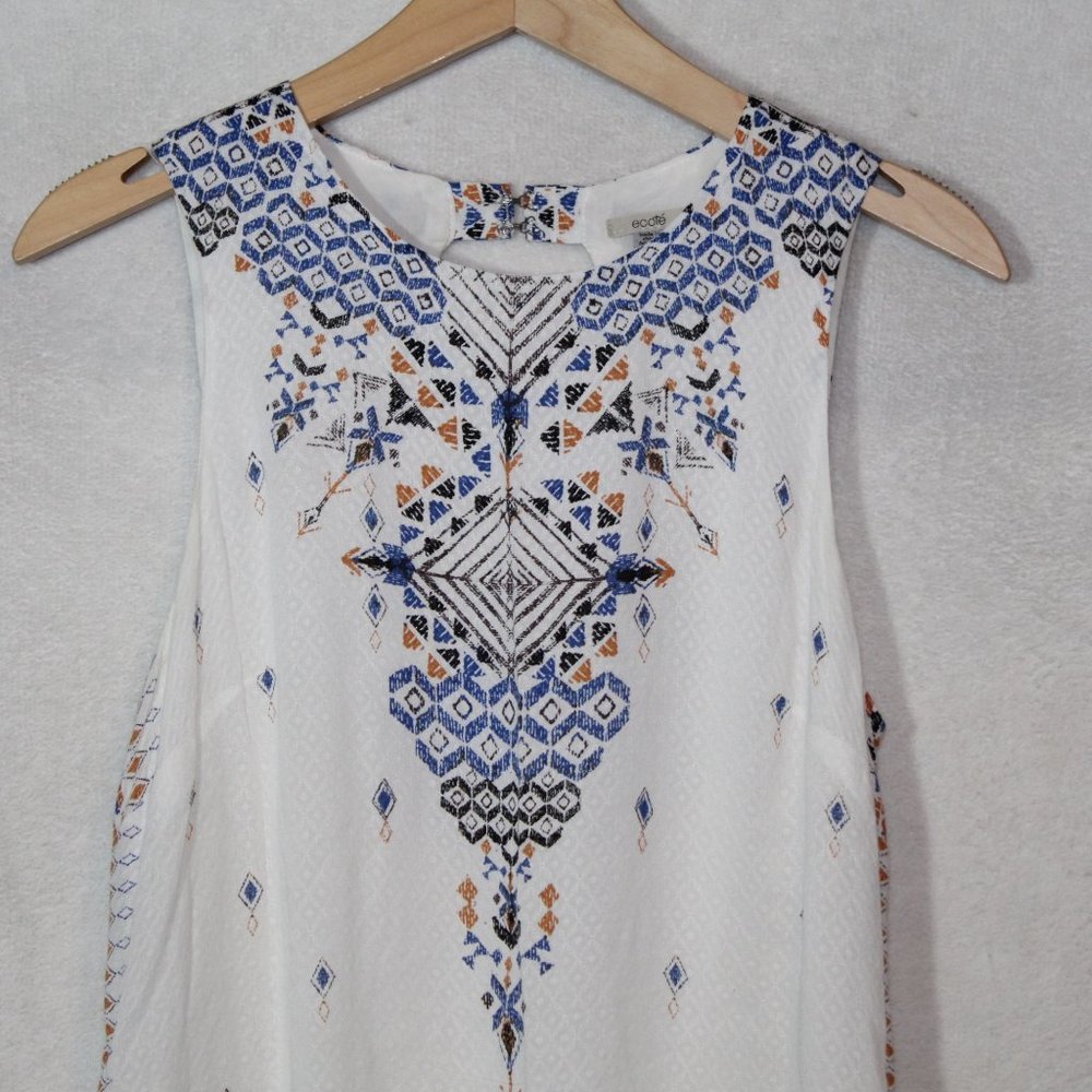 Ecote womens dress size M white printed cutout back mini shift sleeveless casual - Picture 3 of 11